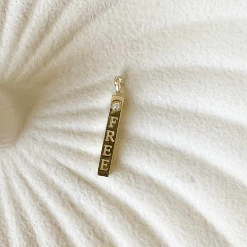 'FREE' Bar Pendant - 14K SOLID GOLD
