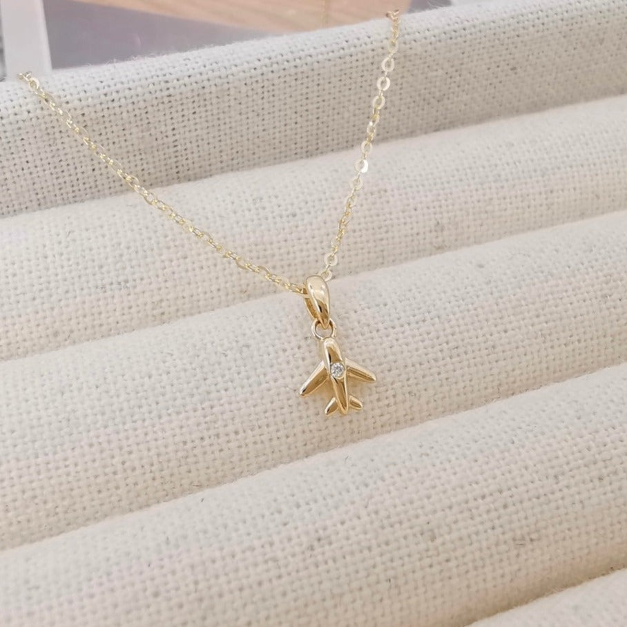 Wanderlust Plane Pendant - 14K SOLID GOLD