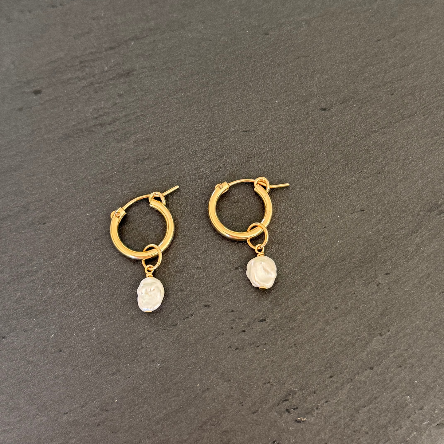 Radiant Glow Baroque Pearl Hoop Earrings- 14K Gold Filled