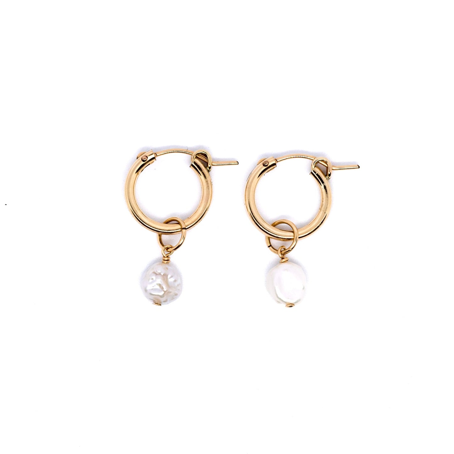 Radiant Glow Baroque Pearl Hoop Earrings- 14K Gold Filled