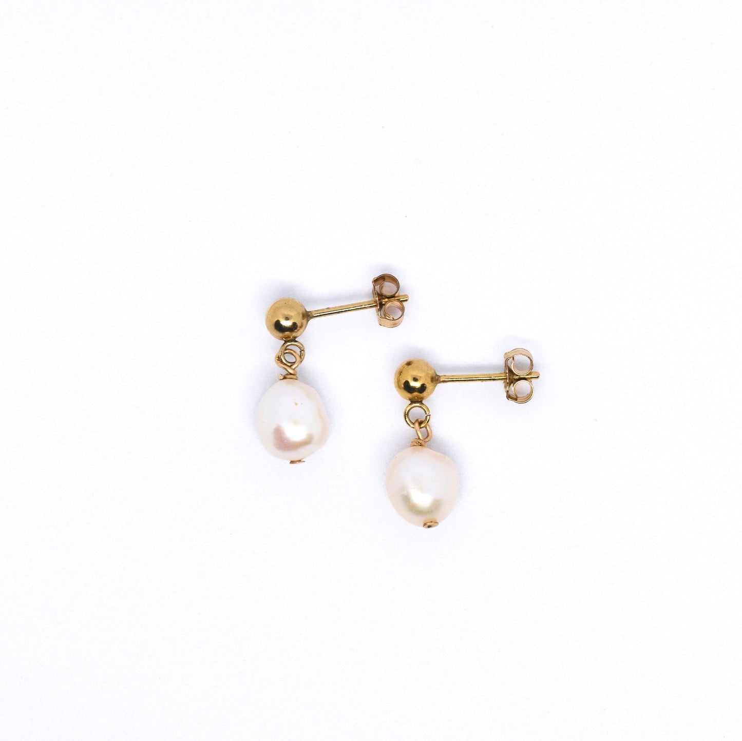 Luminous Golden Pearl Studs - 14K Gold Filled