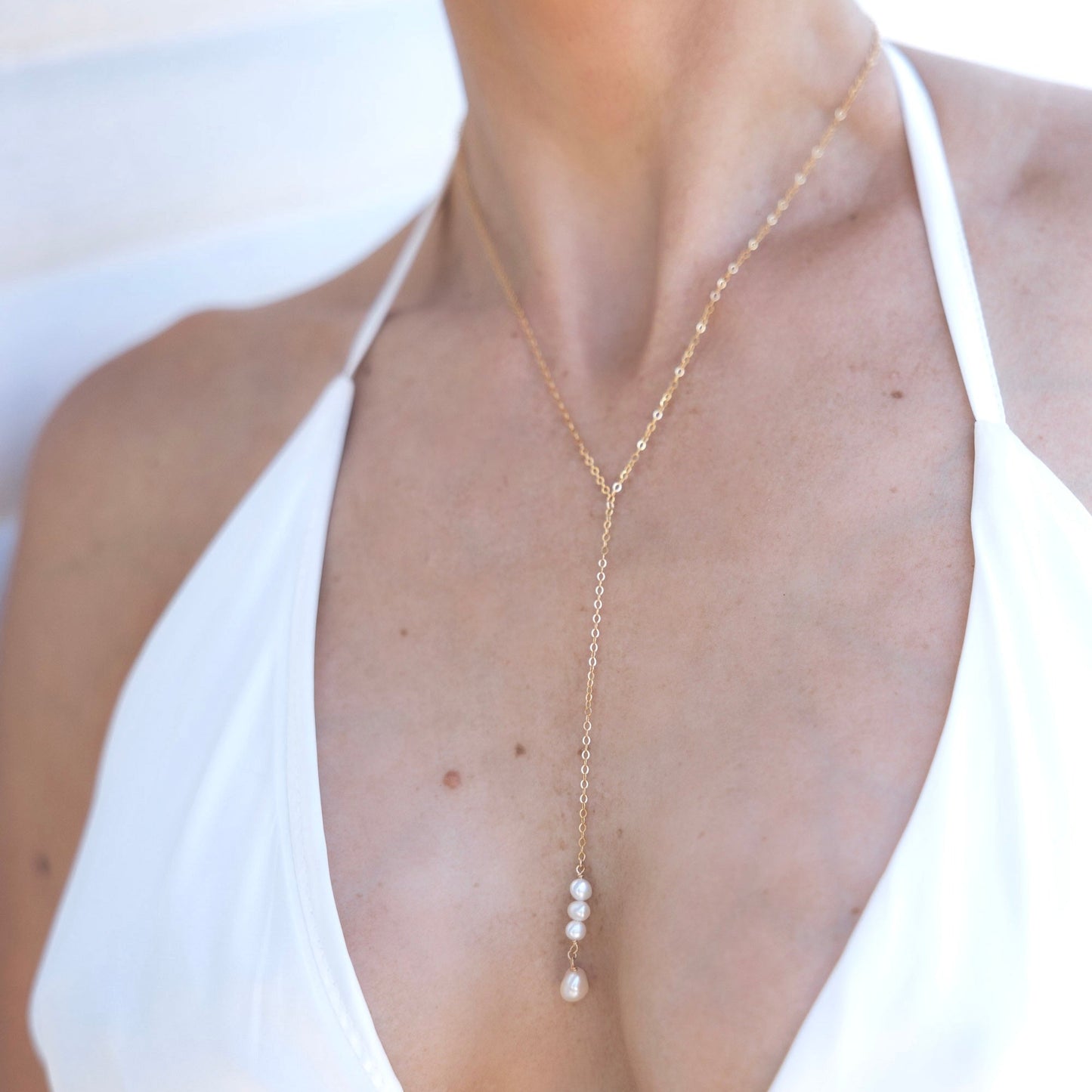 Eternal Drop Pearl Necklace -14K Gold Filled