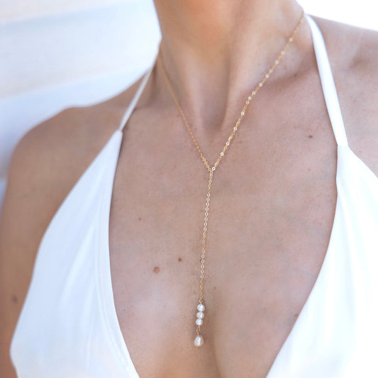 Eternal Drop Pearl Necklace -14K Gold Filled