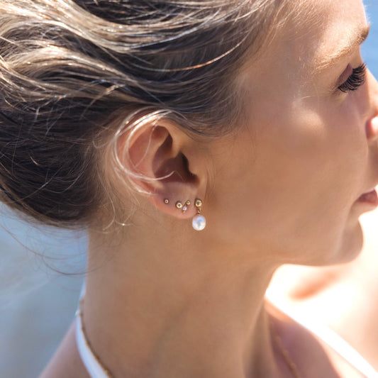 Luminous Golden Pearl Studs - 14K Gold Filled