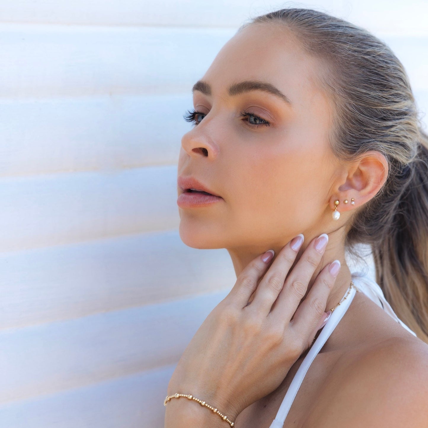 Luminous Golden Pearl Studs - 14K Gold Filled