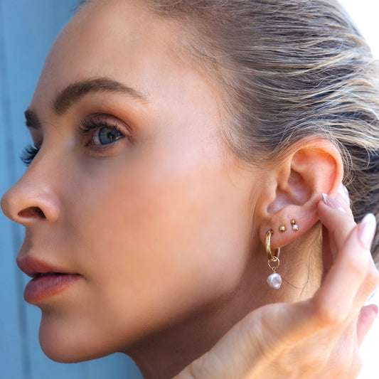Radiant Glow Baroque Pearl Hoop Earrings- 14K Gold Filled