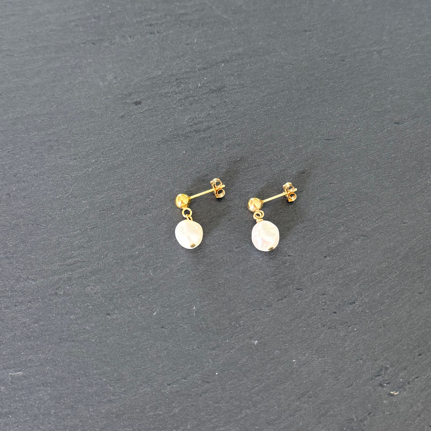 Luminous Golden Pearl Studs - 14K Gold Filled